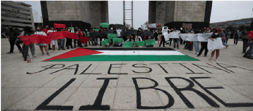 Manifestantes muestran su solidaridad con Palestina en CDMX