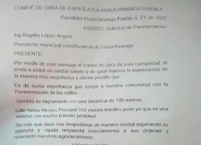 Pobladores de Huauchinango solicitan pavimentación de calles