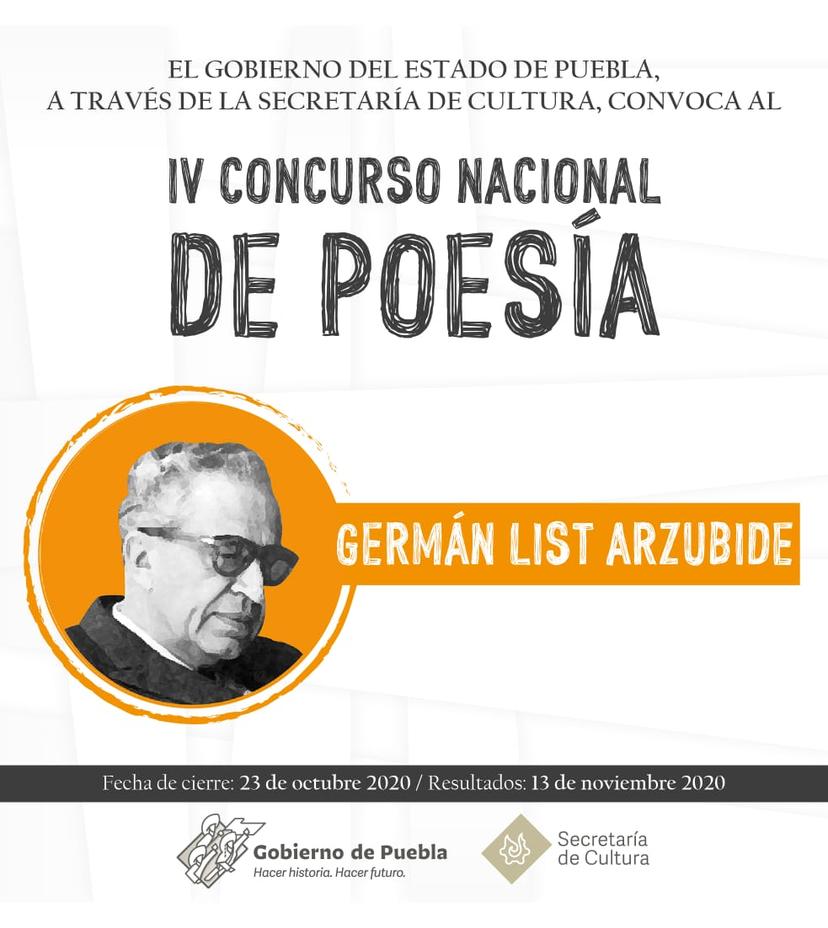 Convoca Secretaría de Cultura de Puebla a concursos nacionales de poesía