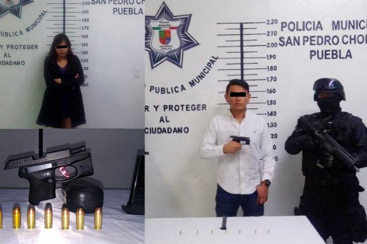 Frustra policía de San Pedro Cholula evasión de pareja con arma de fuego