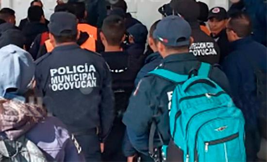 Policías de Ocoyucan en paro; piden pago completo de aguinaldo