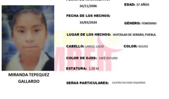 Miranda de 17 años desapareció en Huitzilan; Activan Alerta Amber