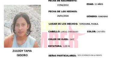 Zuleidy de 11 años desapareció en el municipio de Tepeojuma