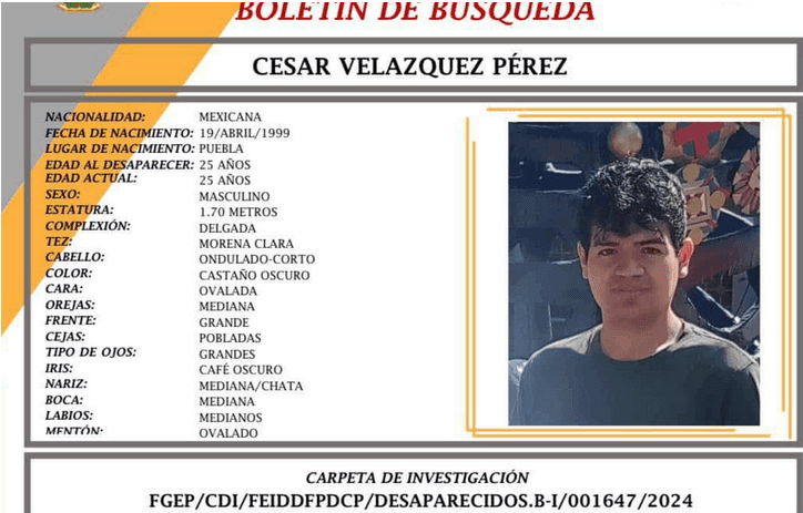 Desaparece joven de 25 años en Atlixco