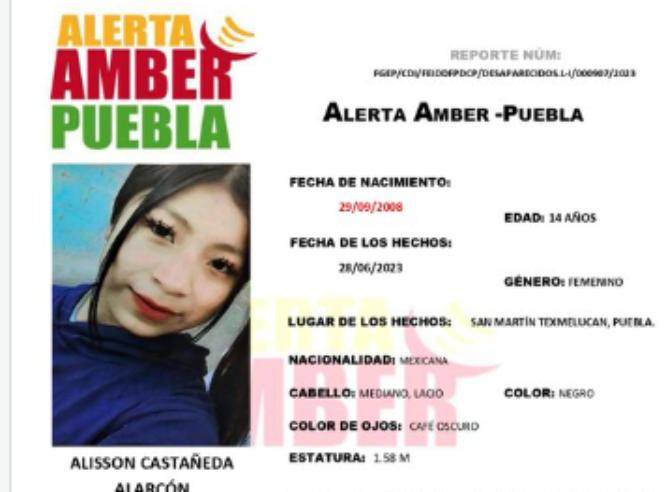 Alisson de 14 años desapareció en calles de Texmelucan