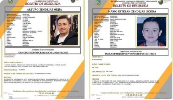 Padre e hijo desaparecen en calles de Huauchinango