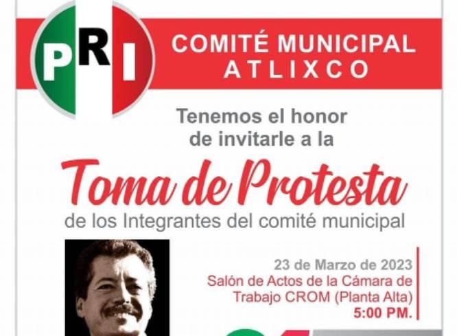 Anuncian priistas de Atlixco toma de protesta de integrantes del comité local