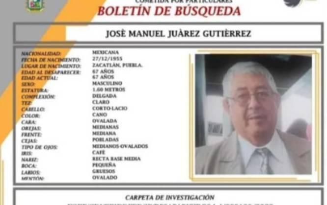 José Manuel de 67 años desapareció en la colonia Amor en Puebla