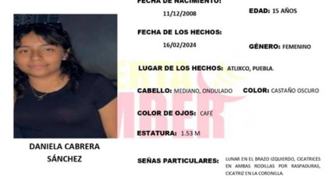 Activan Alerta Amber en Atlixco por desaparición de Daniela