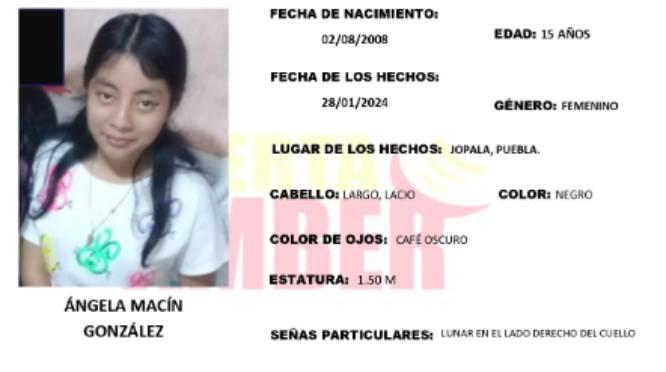 Activan Alerta Amber ante desaparición de Ángela en Jolalpan