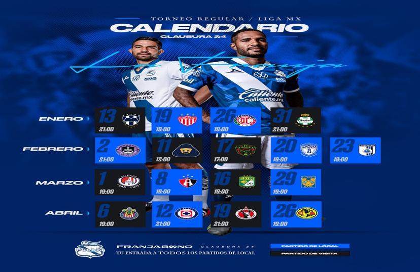 Puebla debutará en el Clausura 2024 ante Monterrey