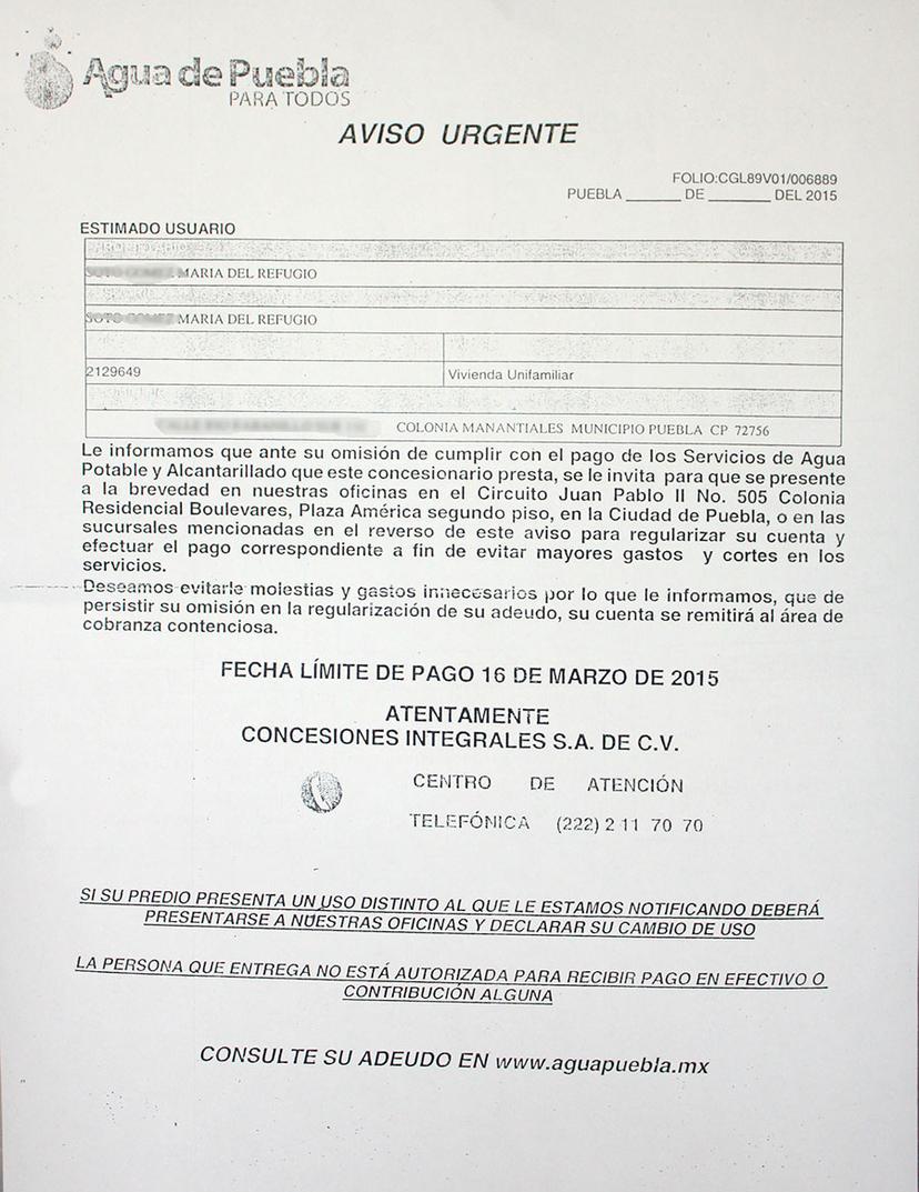 Confusión por cobros de agua potable en San Pedro 