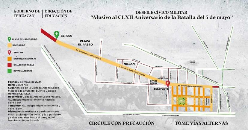 Alrededor de 14 mil personas participarán en el desfile del 5 de mayo en Tehuacán