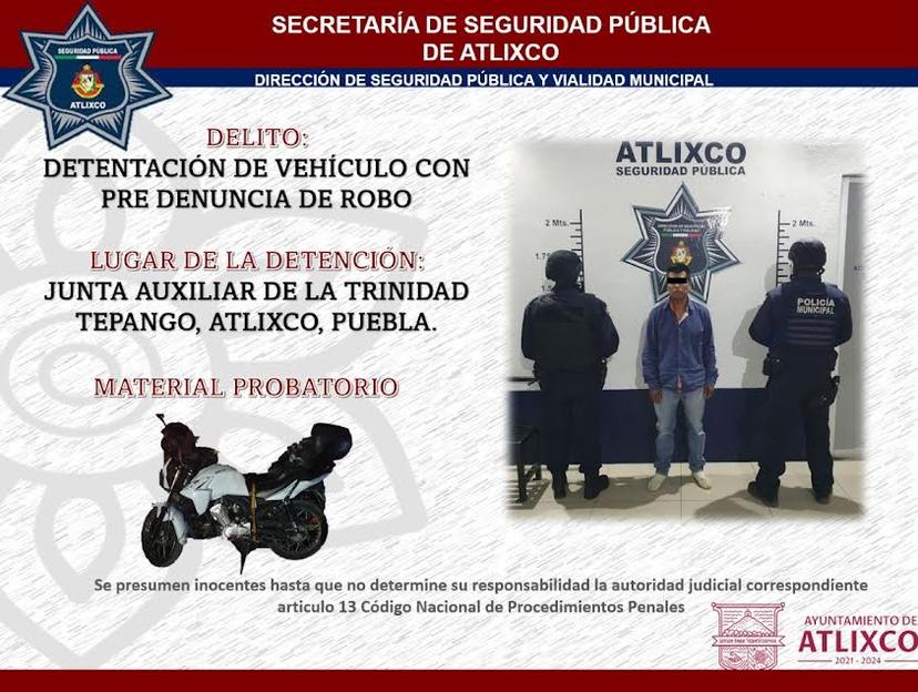 Policías de Atlixco detienen a dos por el delito de robo