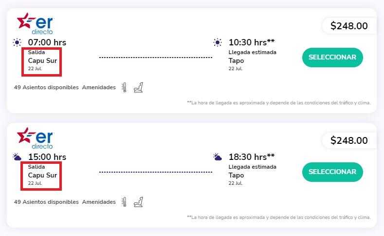 Ya puedes comprar en línea boletos para viajar desde la Capu Sur