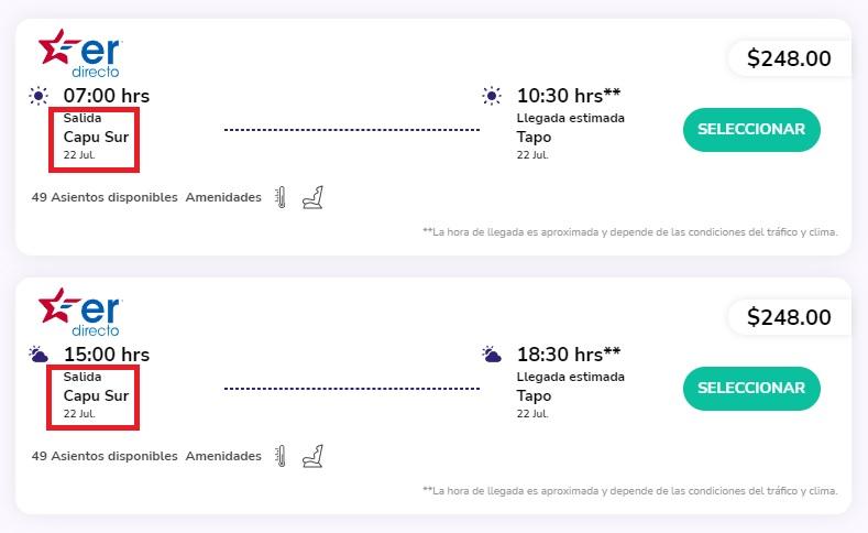 Ya puedes comprar en línea boletos para viajar desde la Capu Sur