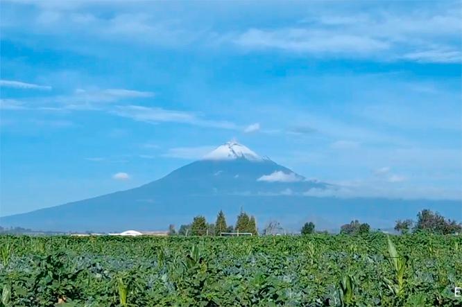 VIDEO Popocatépetl amanece con ligera capa de nieve tras lluvias