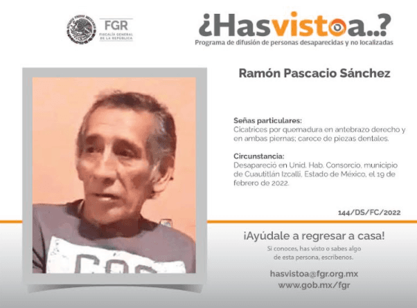 Se busca a Ramón Pascacio en el Estado de México