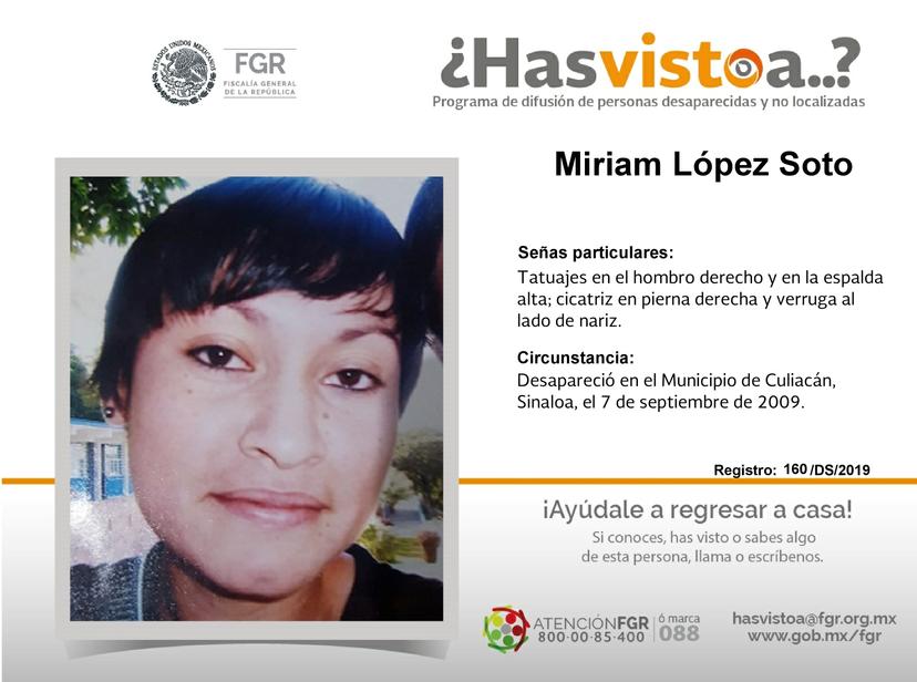 Miriam López Soto se busca en Culiacán