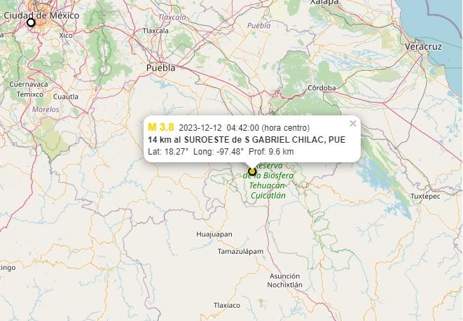 Sismo guadalupano sorprende de madrugada en San Gabriel Chilac