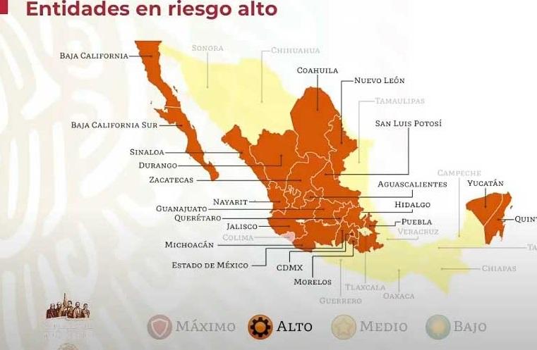 Puebla, estado de alto riesgo en semáforo naranja por covid19