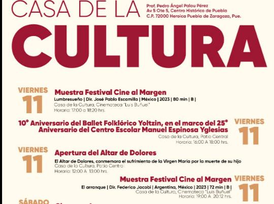 Esta es la cartelera cultural para el fin de semana en Puebla