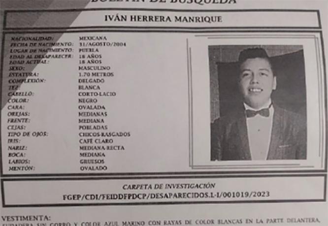 Iván de 18 años desapareció en Texmelucan