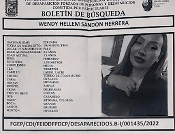 Hallan cadáver de Wendy; la peruana desaparecida en Cuautlancingo