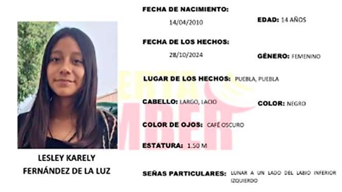 Lesley de 14 años de edad desapareció en calles de la colonia Granjas Puebla