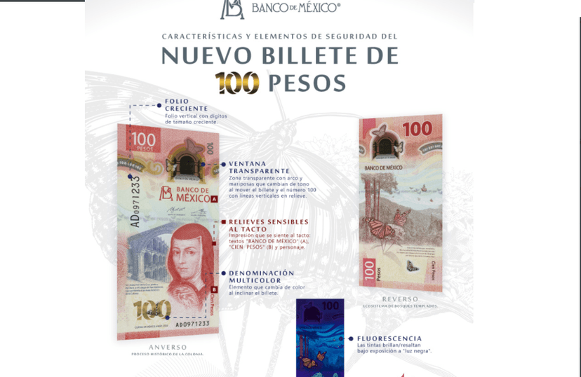 Nuevo billete de 100 pesos muestra la belleza turística de México