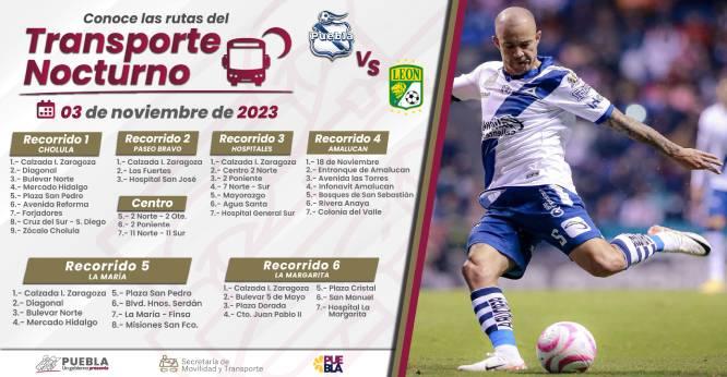 Habilita gobierno estatal transporte nocturno para partido Puebla vs León