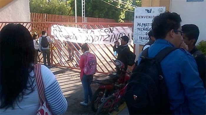 Suspenden clases en Tecnológico de Tehuacán en apoyo a normalistas