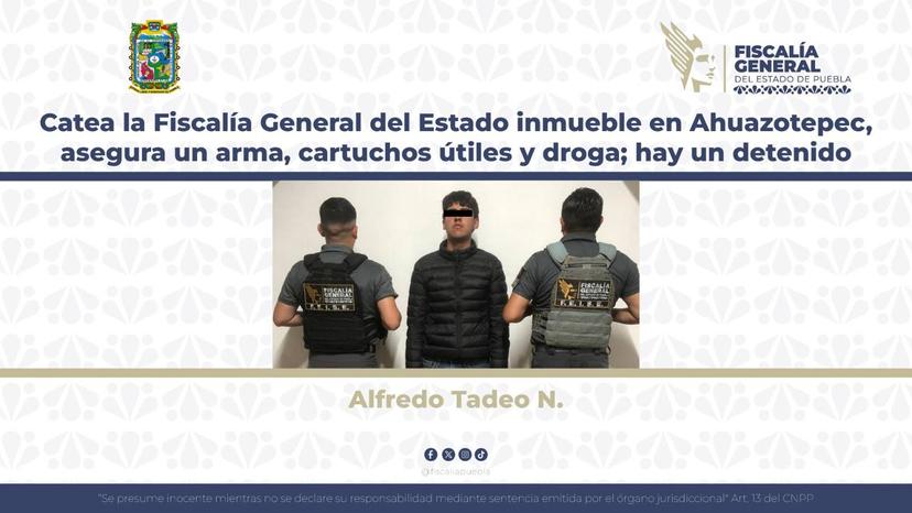 Confirma FGE detención de Tadeo, hijo del edil de Ahuazotepec