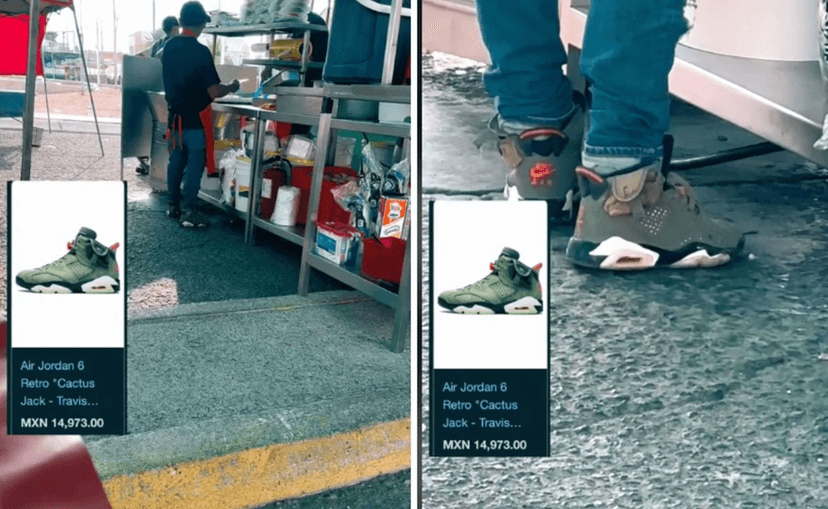 VIDEO Taquero es sorprendido con tenis de 15 mil pesos