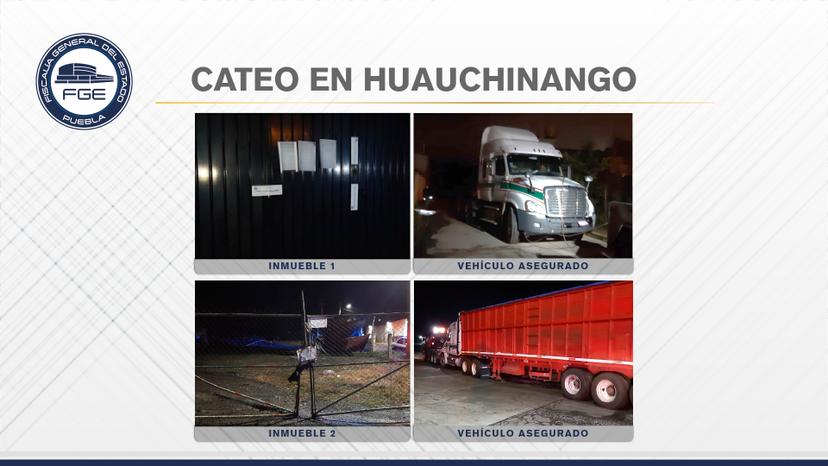 FGE cateó inmuebles en Huauchinango y recuperó un tractocamión