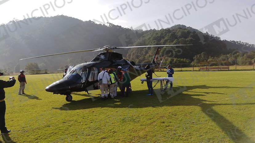 Trasladan vía aérea a embarazada de Zacapoaxtla