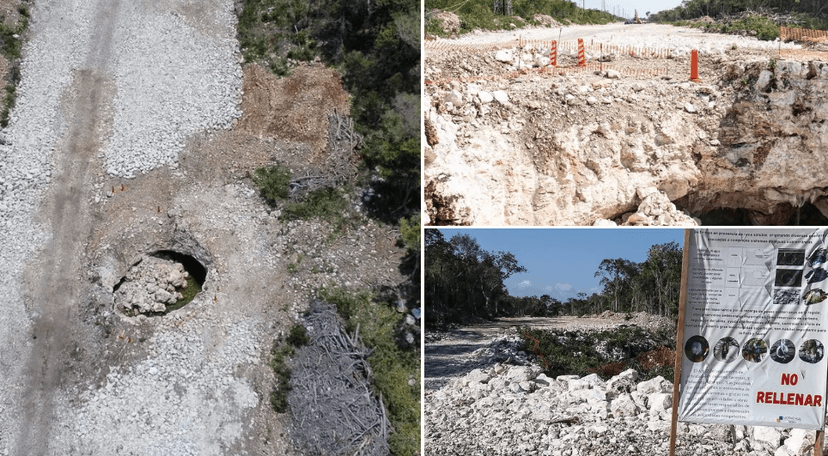 Reportan supuesto colapso en Tramo 5 del Tren Maya por un cenote