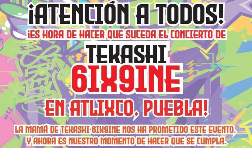 Atlixquenses convocan a manifestación para concretar concierto de rapero Tekashi