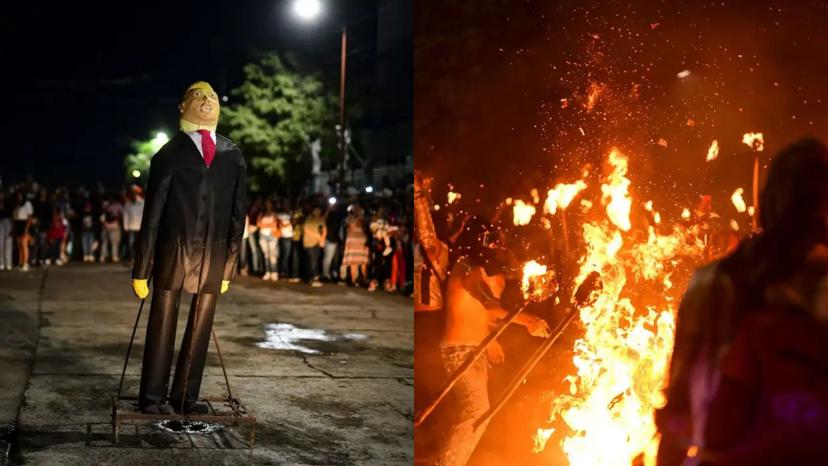 Durante un carnaval en Veracruz, se quemó una figura de Donald Trump 