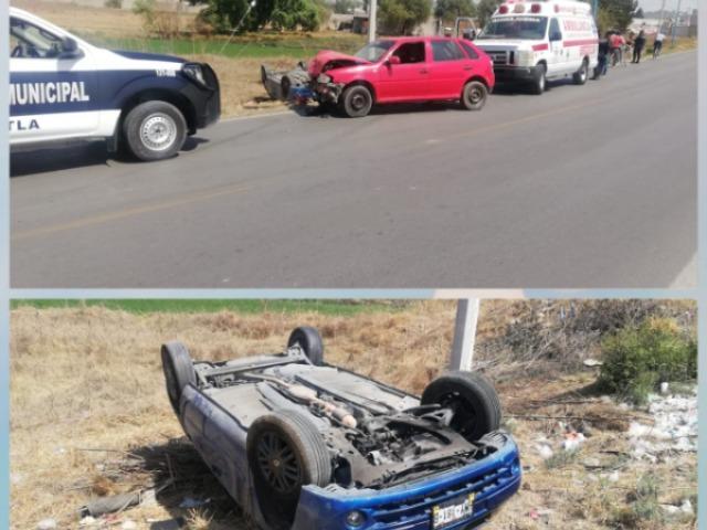 Dos heridos en choque de autos en la Texmelucan-Tlaxcala