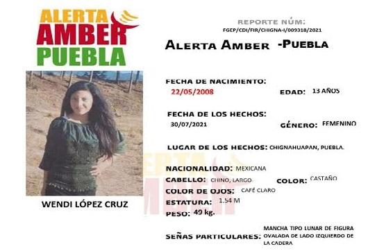 FGE activa Alerta Amber para localizar a Wendi de 13 años