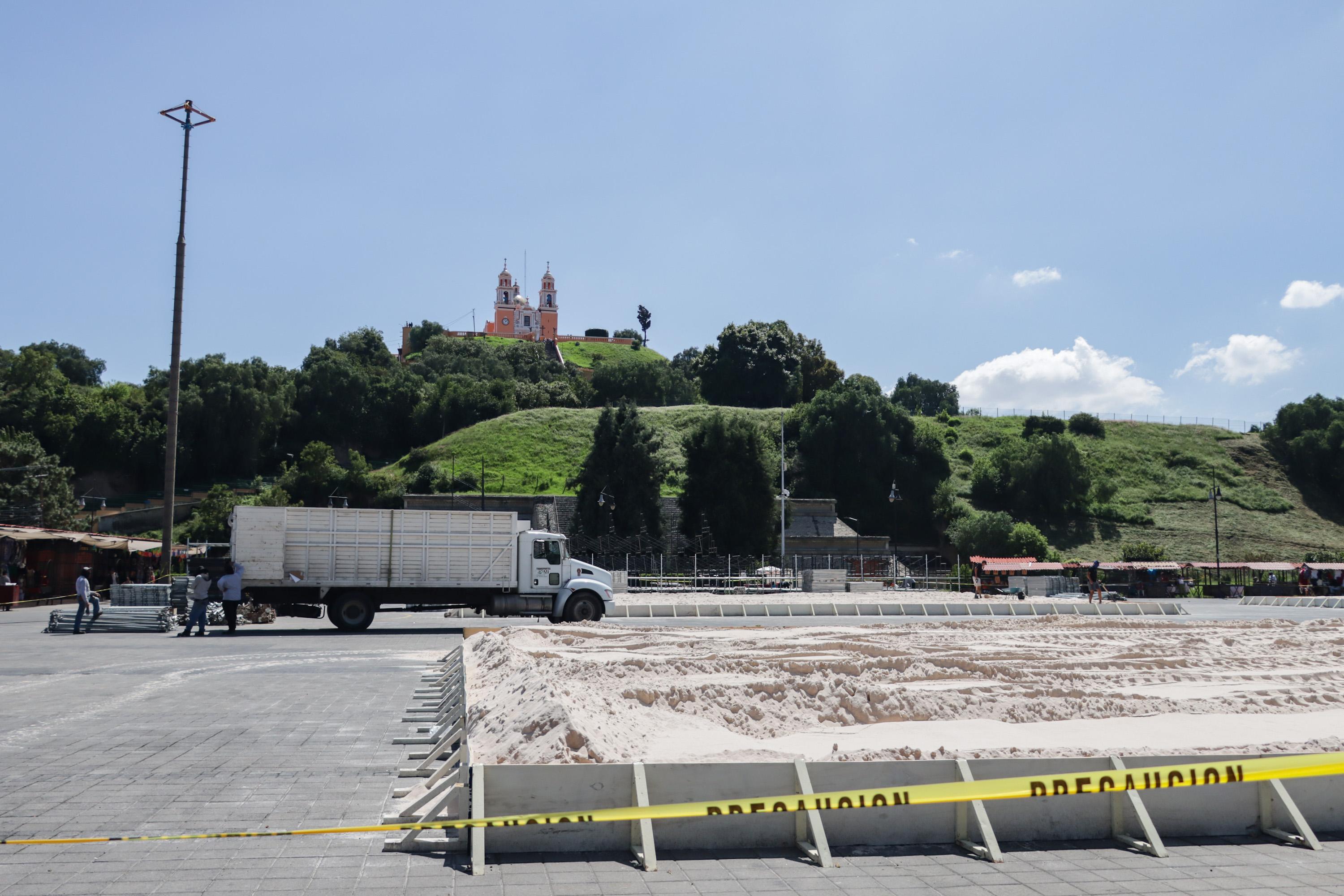 Alistan el Parque Soria en San Pedro Cholula, Puebla, para el Campeonato Mundial de Voleibol de Playa Sub-21.