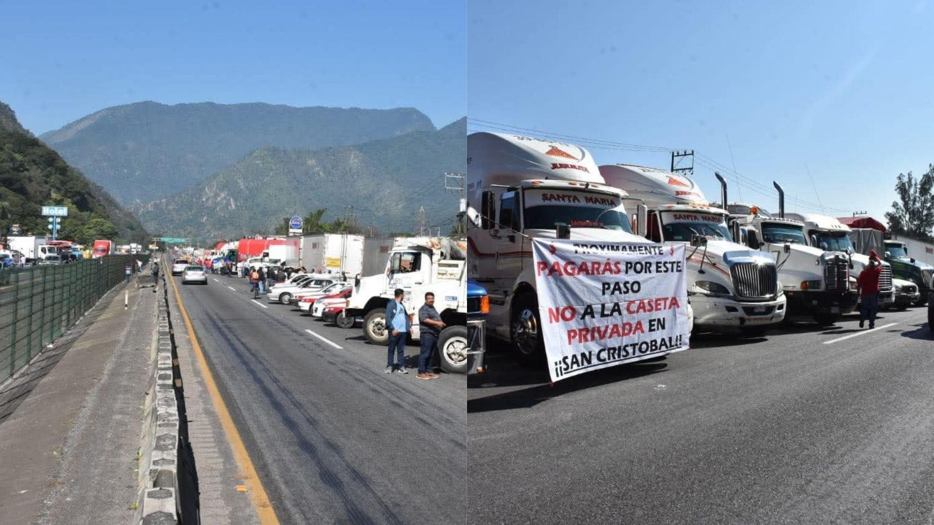 Por instalación de nuevas casetas, transportistas bloquearon la Veracruz-México