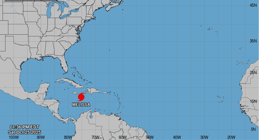 La tormenta "Melissa" se ha convertido la tarde de este sábado 25 de octubre en un huracán.