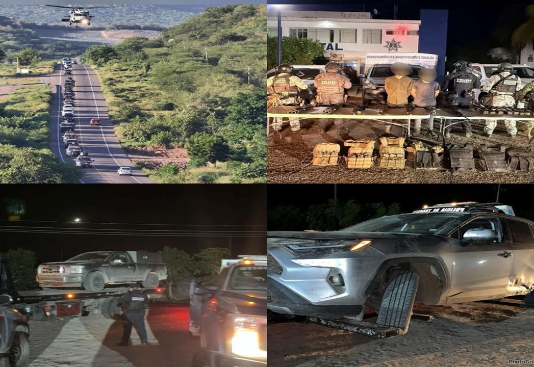 Fuerzas Federales realizan mega operativo en Jesús María, en Culiacán, Sinaloa.