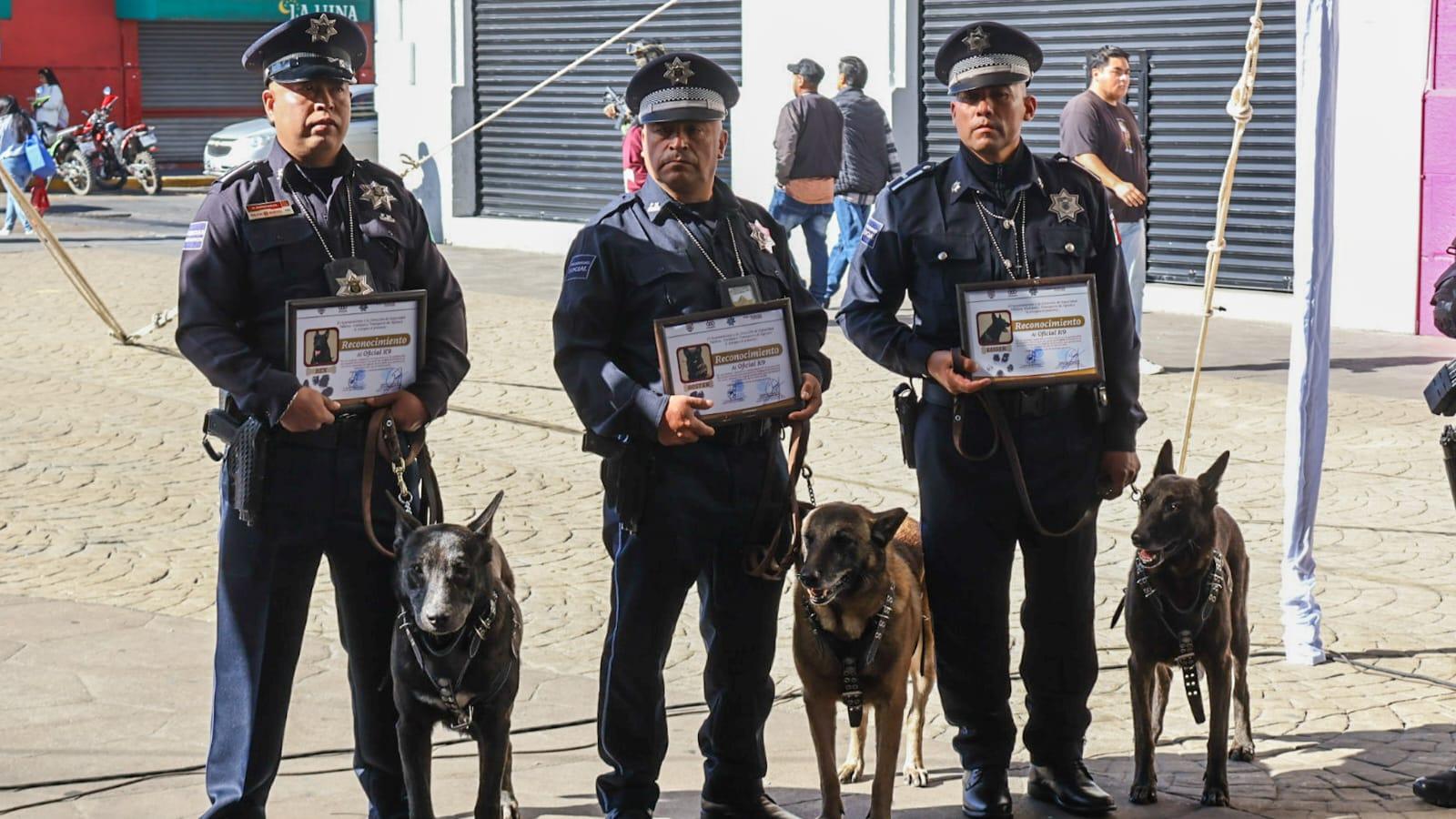 Rex, Boster y Luger, se despiden tras años de servicio en el municipio de Apizaco, Tlaxcala.