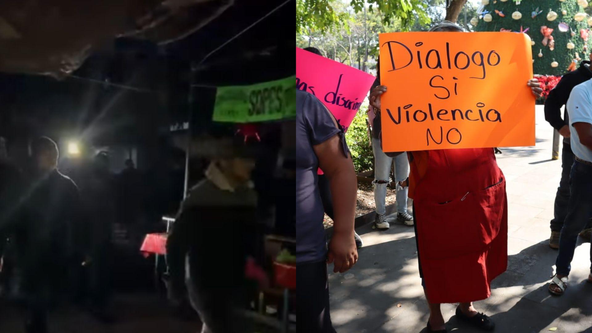 Desalojan violentamente a comerciantes frente al Ayuntamiento de Tepoztlán