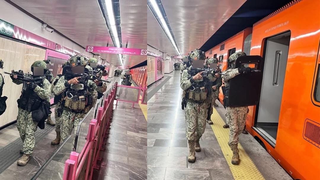 Ejército de México realiza ejercicio antiterrorista en Metro CDMX previo al Mundial 2026.