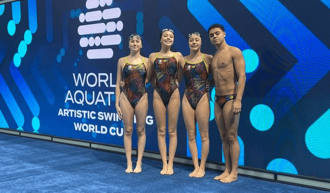 Selección juvenil de natación artística llega a China para Copa del Mundo.