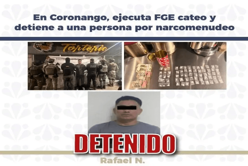 Detienen en Coronango a una persona por narcomenudeo.